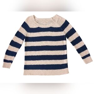 Women's Pink Rose Navy & Cream Striped Sweater (Size M)